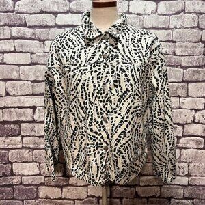 Chico's Design Ivory & Black Long Sleeve Jacket Size XL